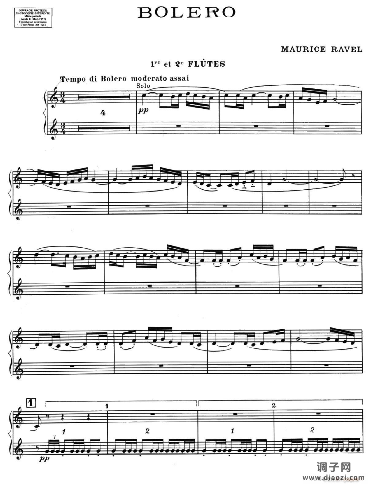 BOLERO（波莱罗）（交响乐长笛分谱）