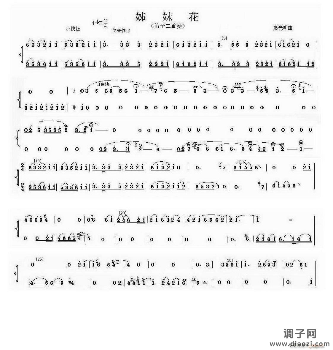 姊妹花（笛子二重奏）笛箫谱