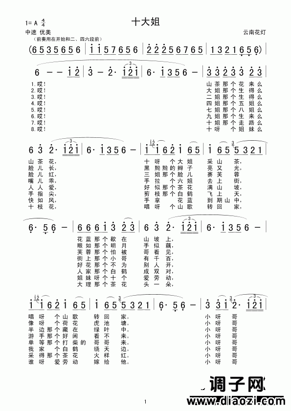 十大姐(云南民歌)