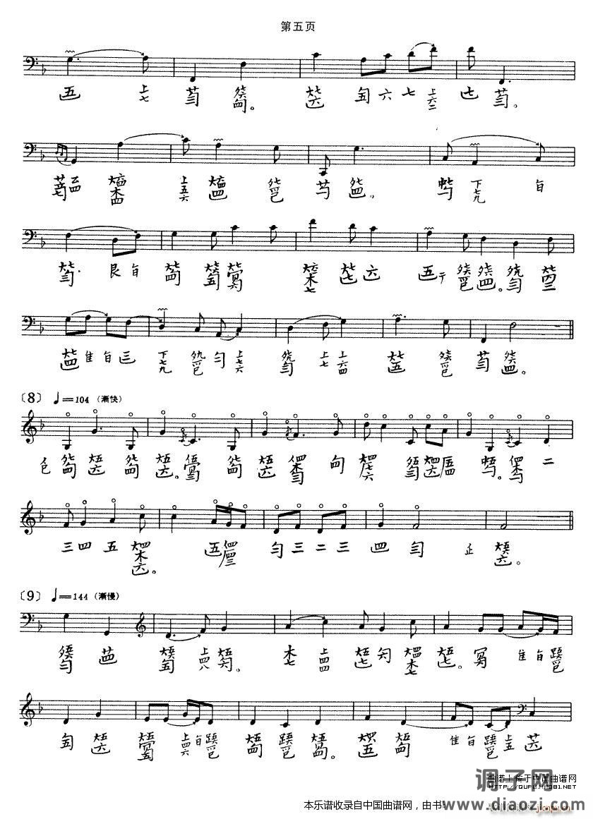 阳春（ 演奏版、古琴谱）