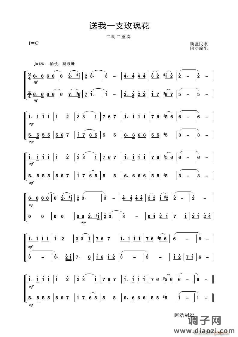 送我一支玫瑰花（二胡二重奏）