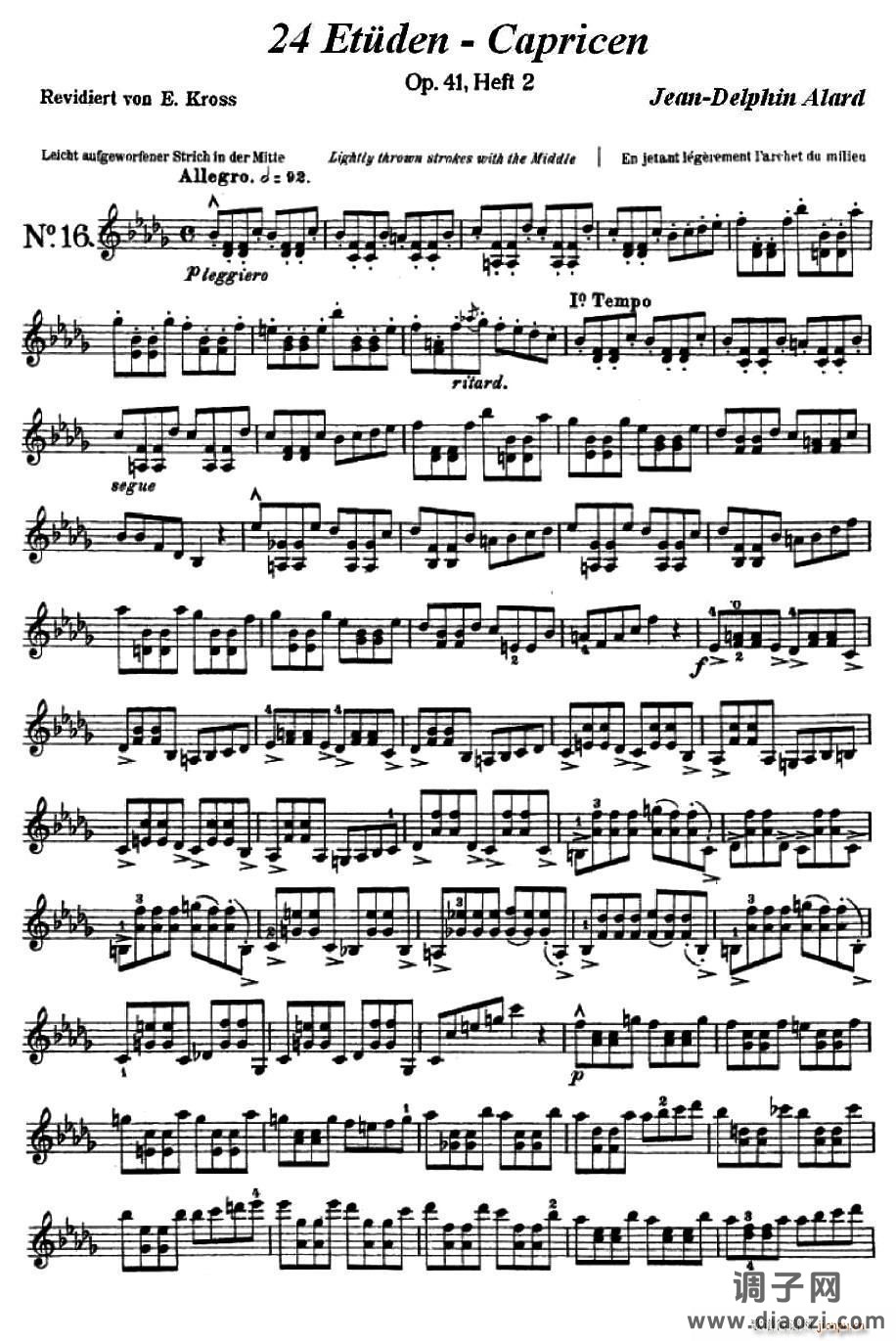 让 德尔菲 阿拉尔-12首小提琴隨想练习曲之16