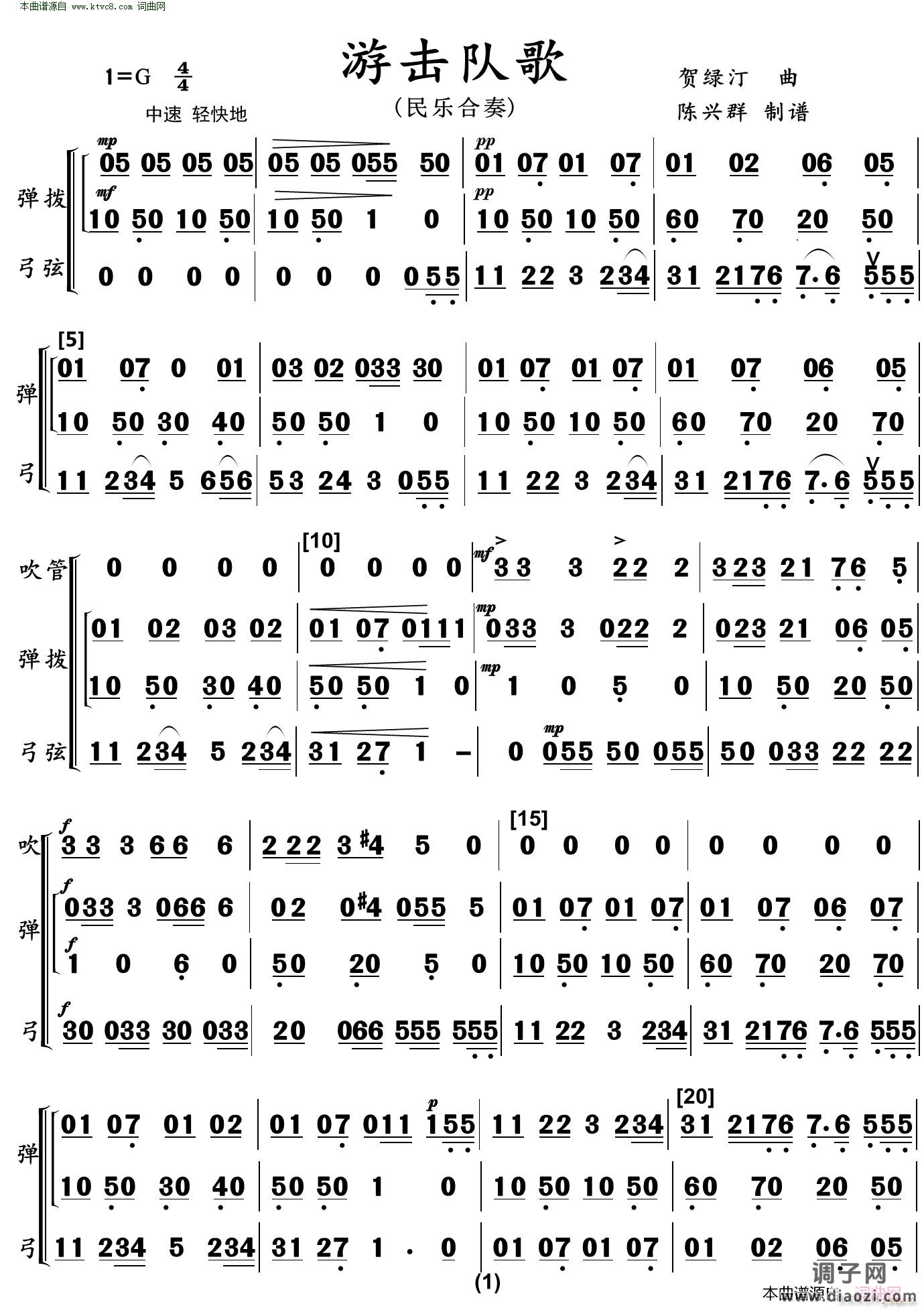 游击队歌(弦乐弹拨)