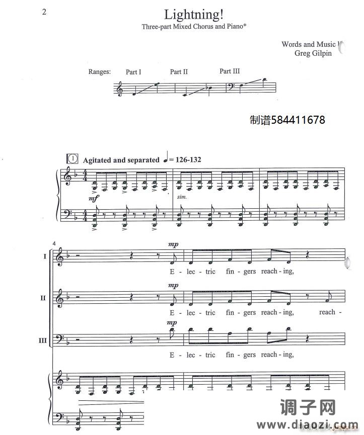 Lightning三声部合唱谱