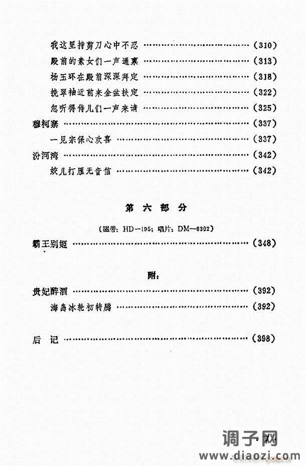 唱腔选集 目录1-60