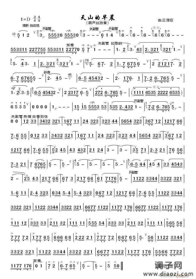 天山的早晨（葫芦丝 ）