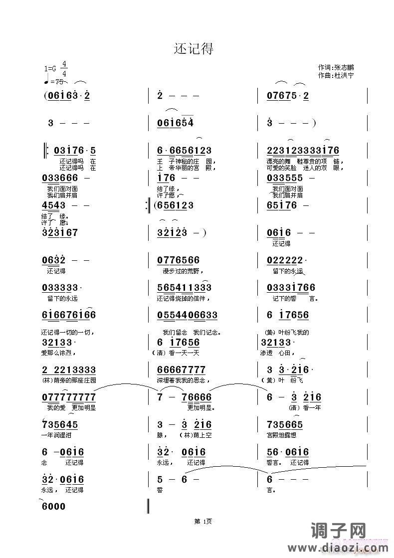 还记得  张志鹏词 杜洪宁曲 请黄清林老师编曲