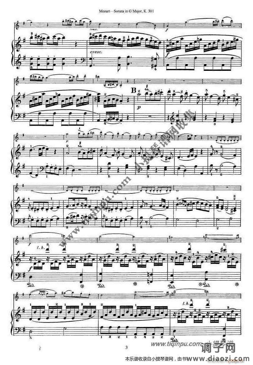 莫扎特小提琴奏鸣曲G大调（k 301）钢伴谱