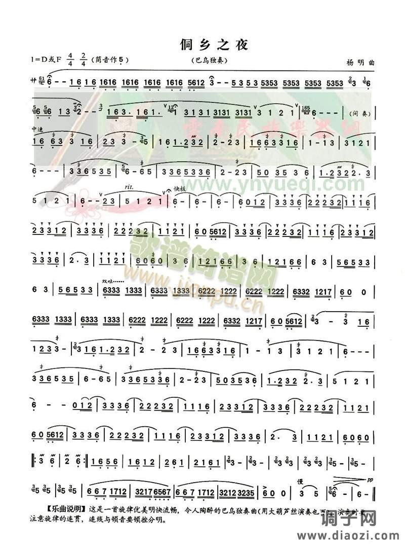 侗乡之夜   葫芦丝曲