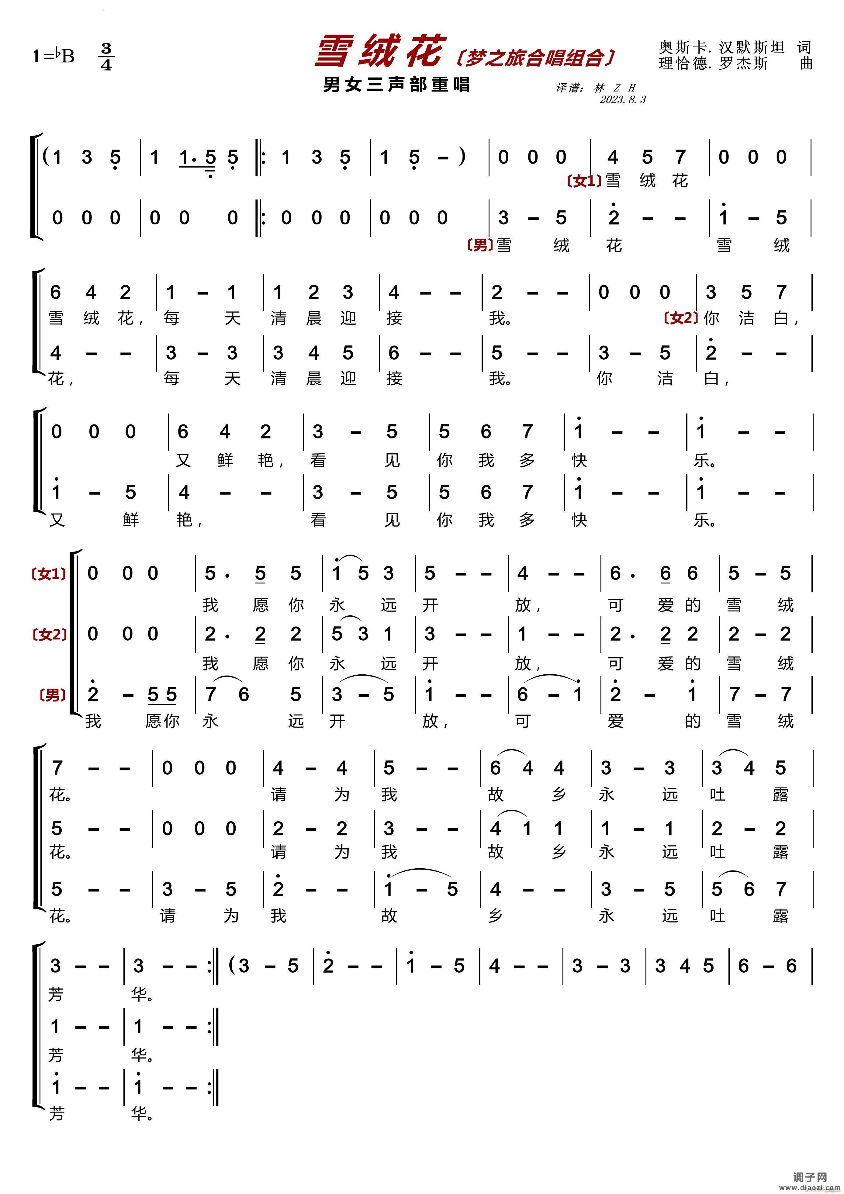 雪绒花〔梦之旅合唱组合〕男女三声部重唱