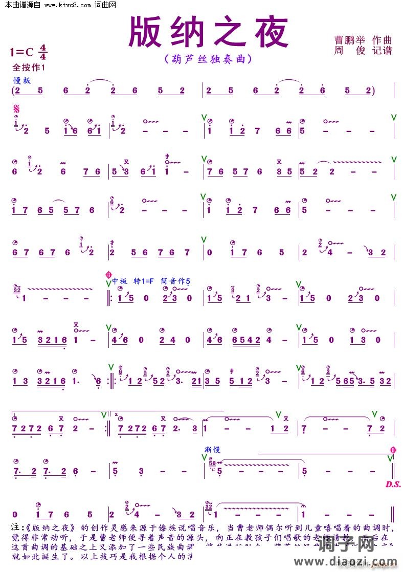 版纳之夜(葫芦丝独奏曲)