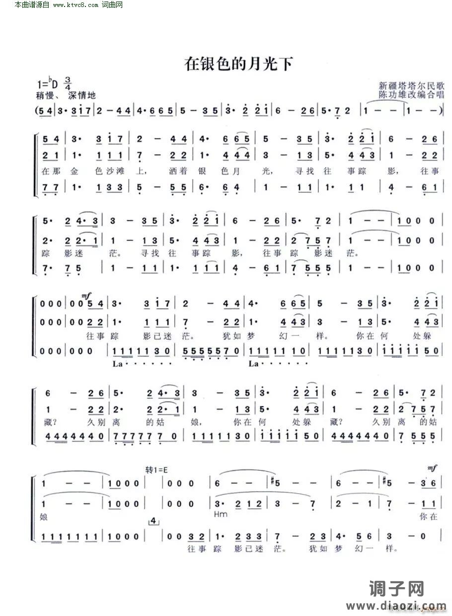 在银色的月光下( 唱、 改编合唱 )