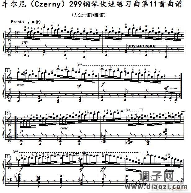 车尔尼《 钢琴快速练习曲》（Czerny 299）第11首 及练习提示