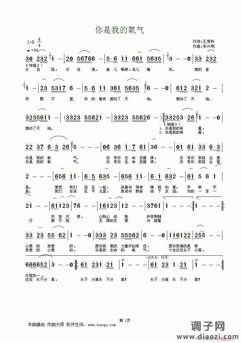 你是我的氧气（词：王秀羚  曲：车兴明）