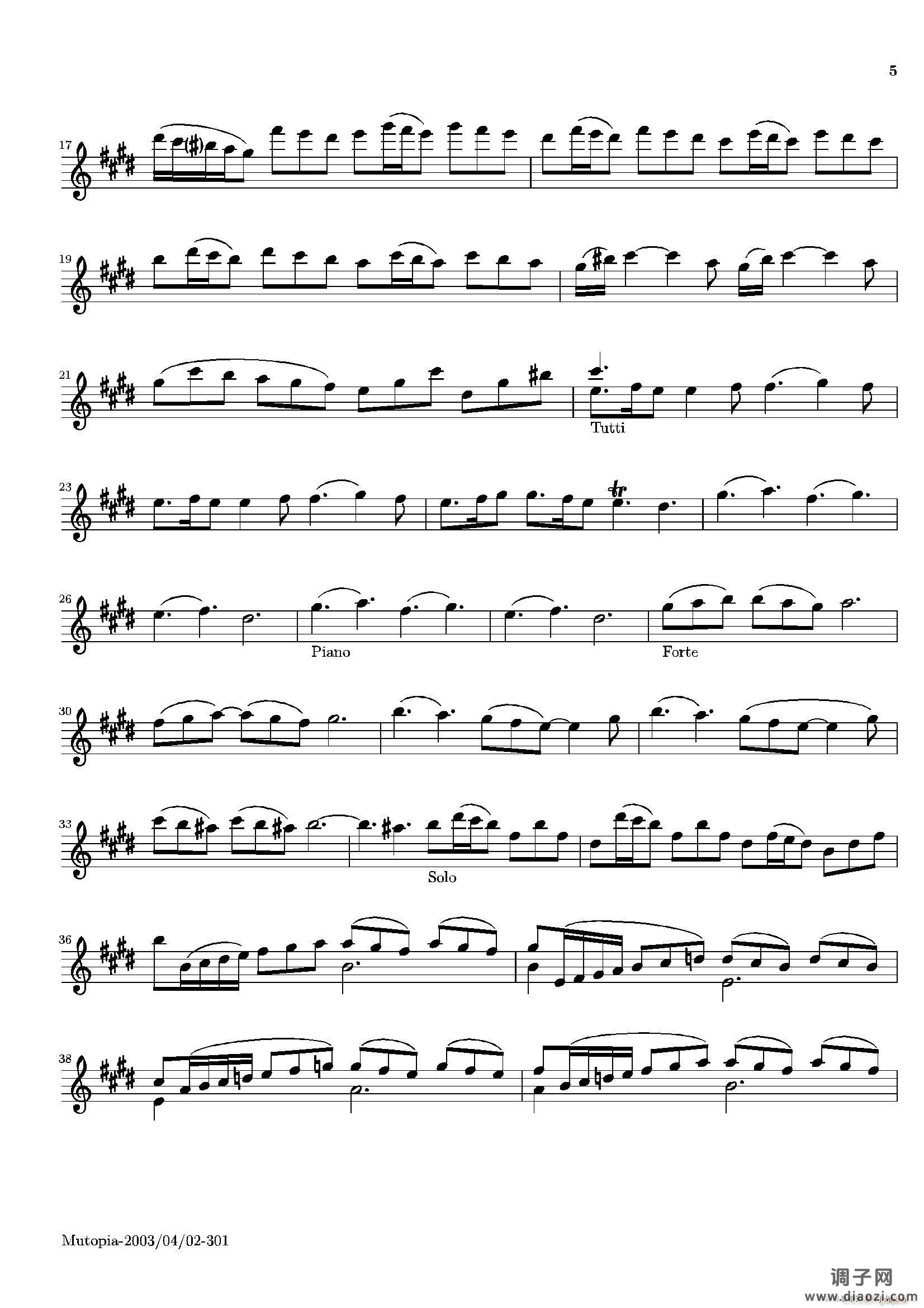 La Primavera Spring（四季 春）（小提琴分谱）