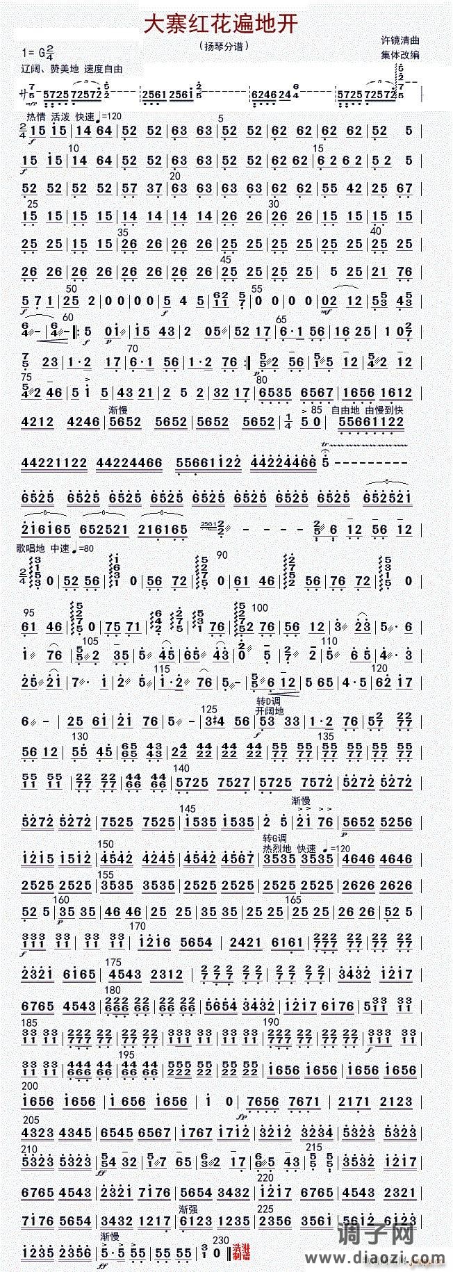 大寨红花遍地开（扬琴（修改版））