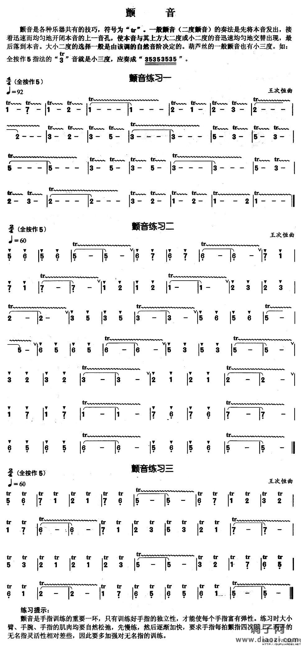葫芦丝基本技巧练习曲--颤音