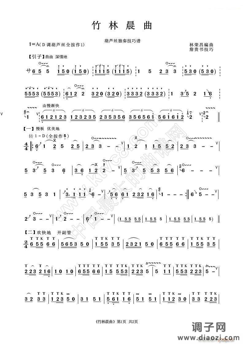 竹林晨曲（葫芦丝独奏）