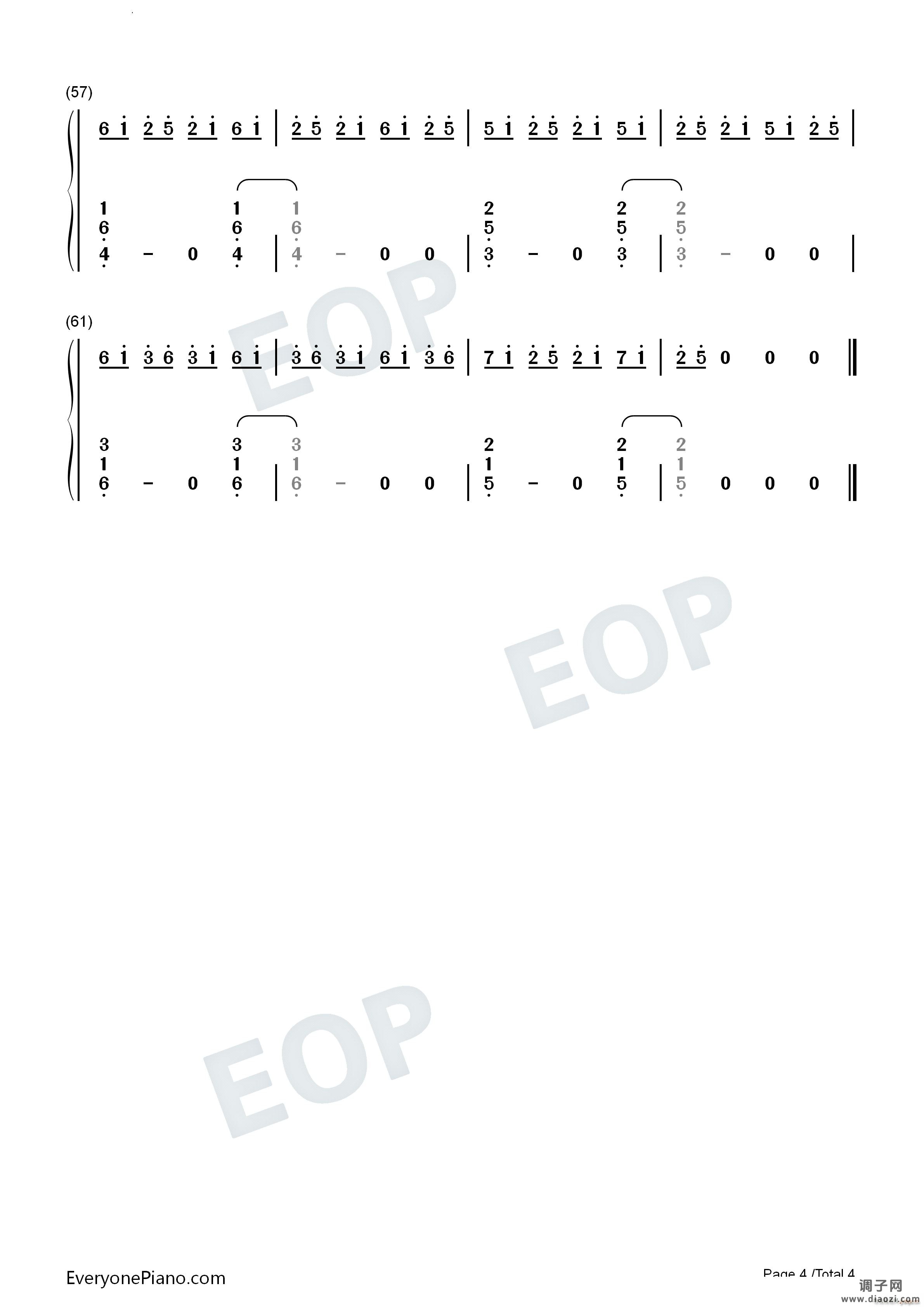 O-Fly On简单伴奏谱