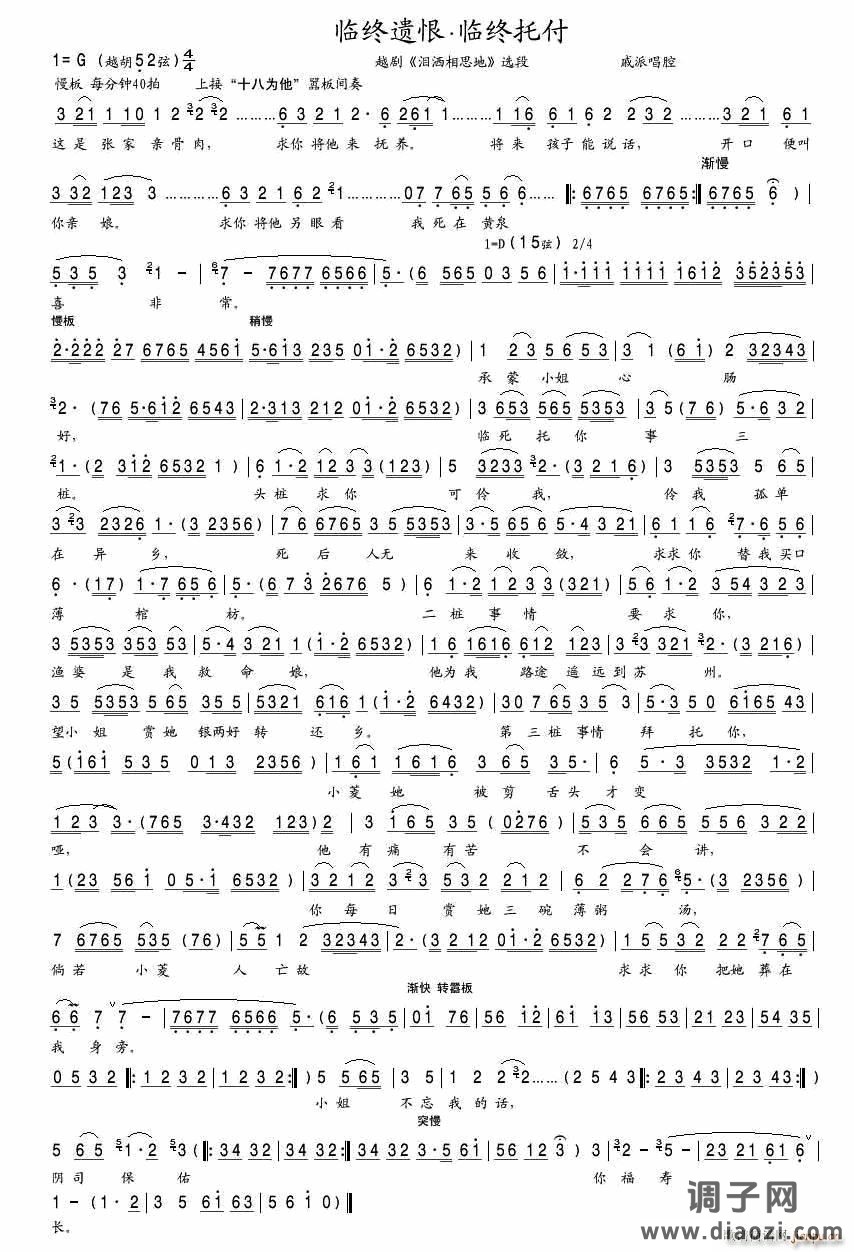 临终遗恨 临终托付（《泪洒相思地》选段）