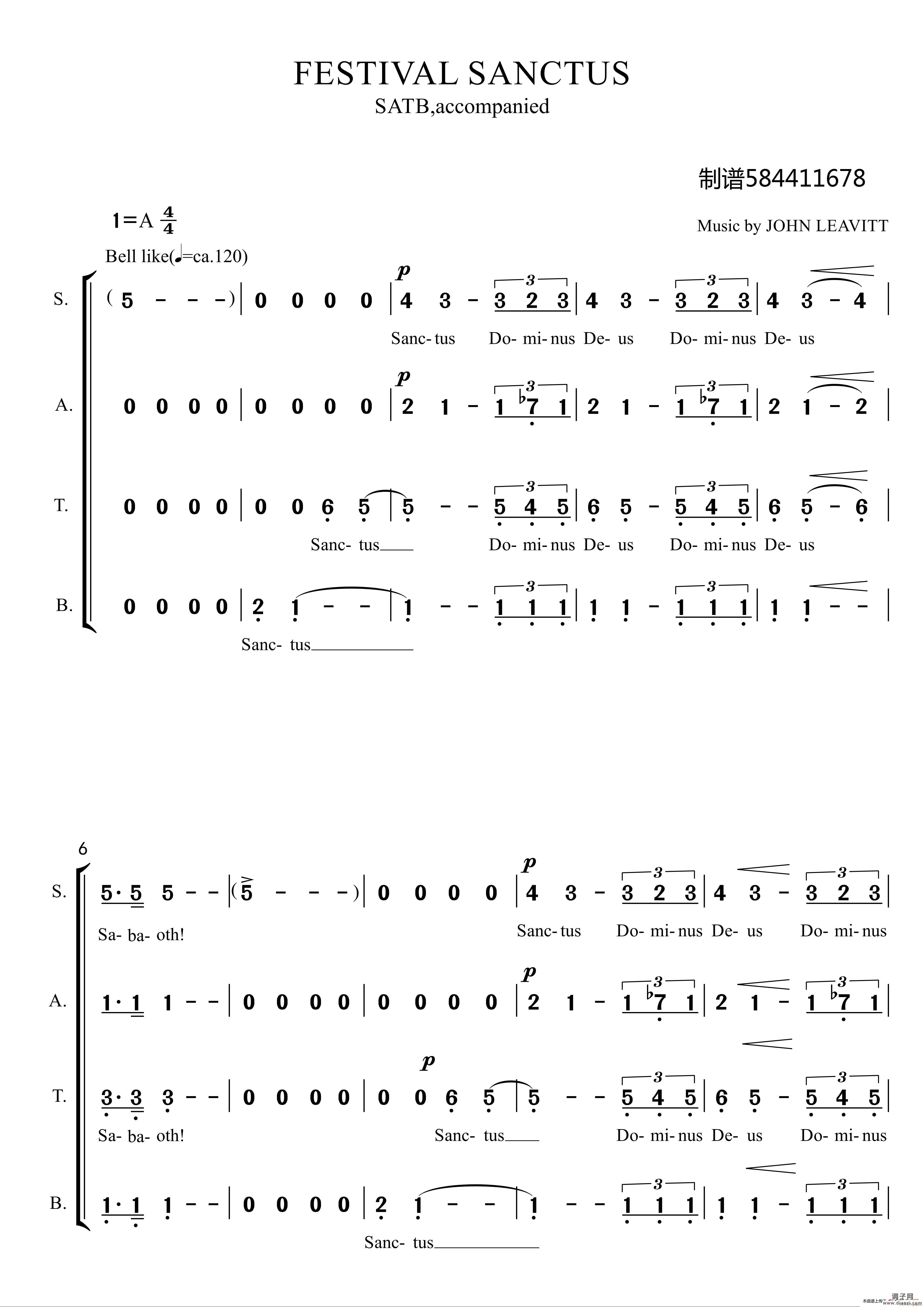 FESTIVAL SANCTUS合唱谱（混声四部合唱 ）