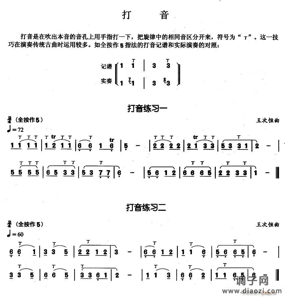 葫芦丝基本技巧练习曲——打音