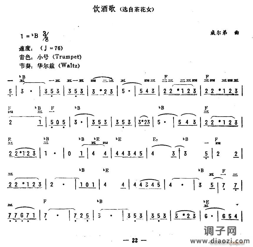 饮酒歌（选自歌剧《茶花女》）