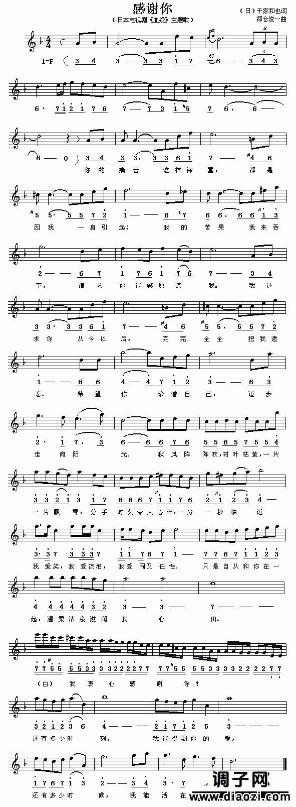 感谢你（日剧《血疑》主题歌）