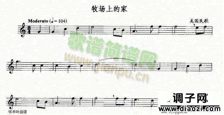 牧场上的家-五线谱