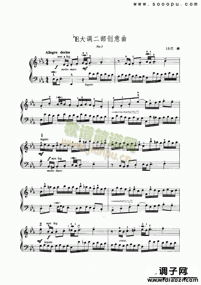 bE小调二部创意曲 键盘类 手风琴