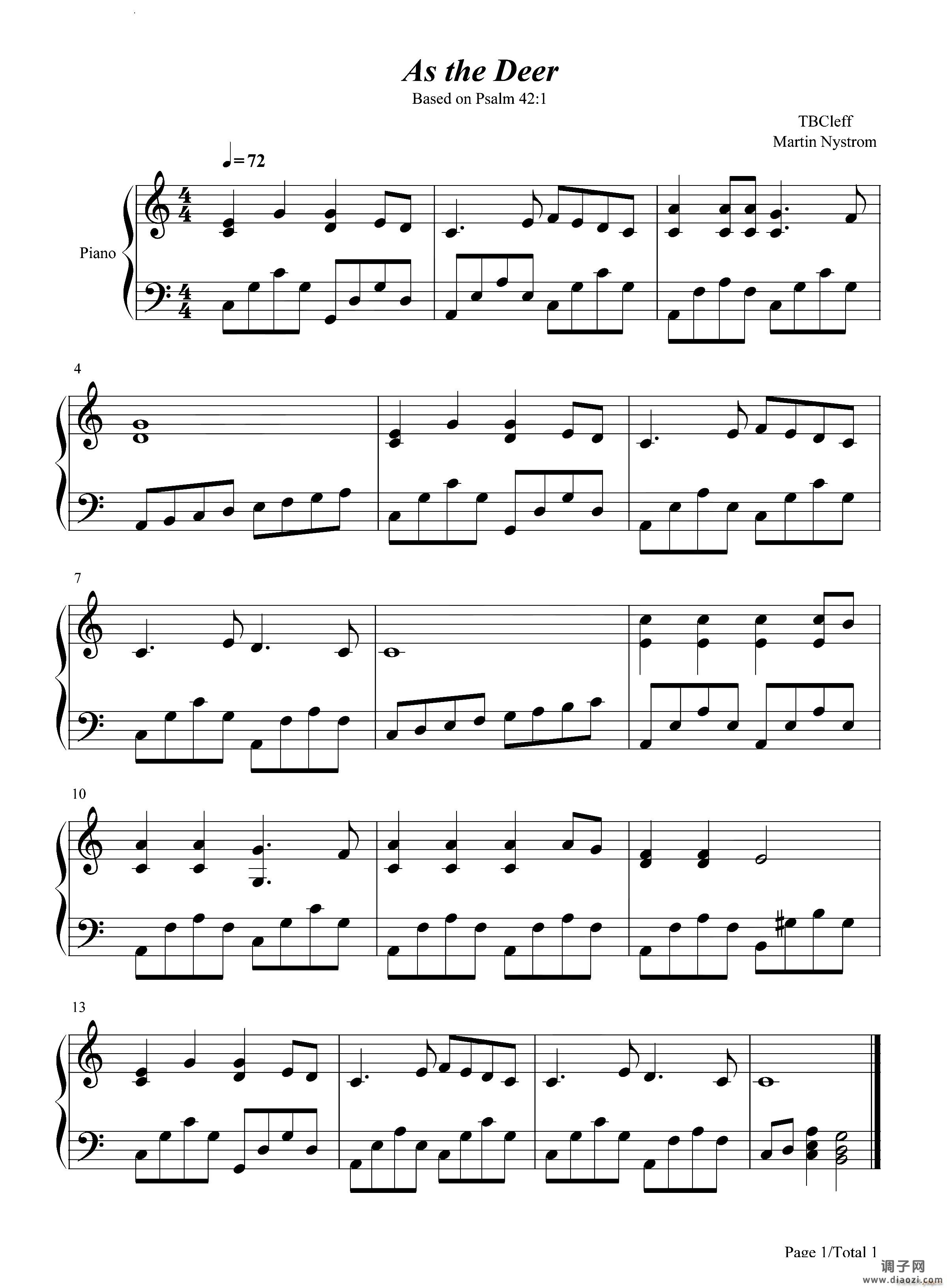 As The Deer 如鹿渴慕溪水简单版