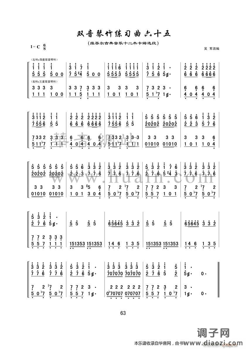 双音琴竹练习曲六十五