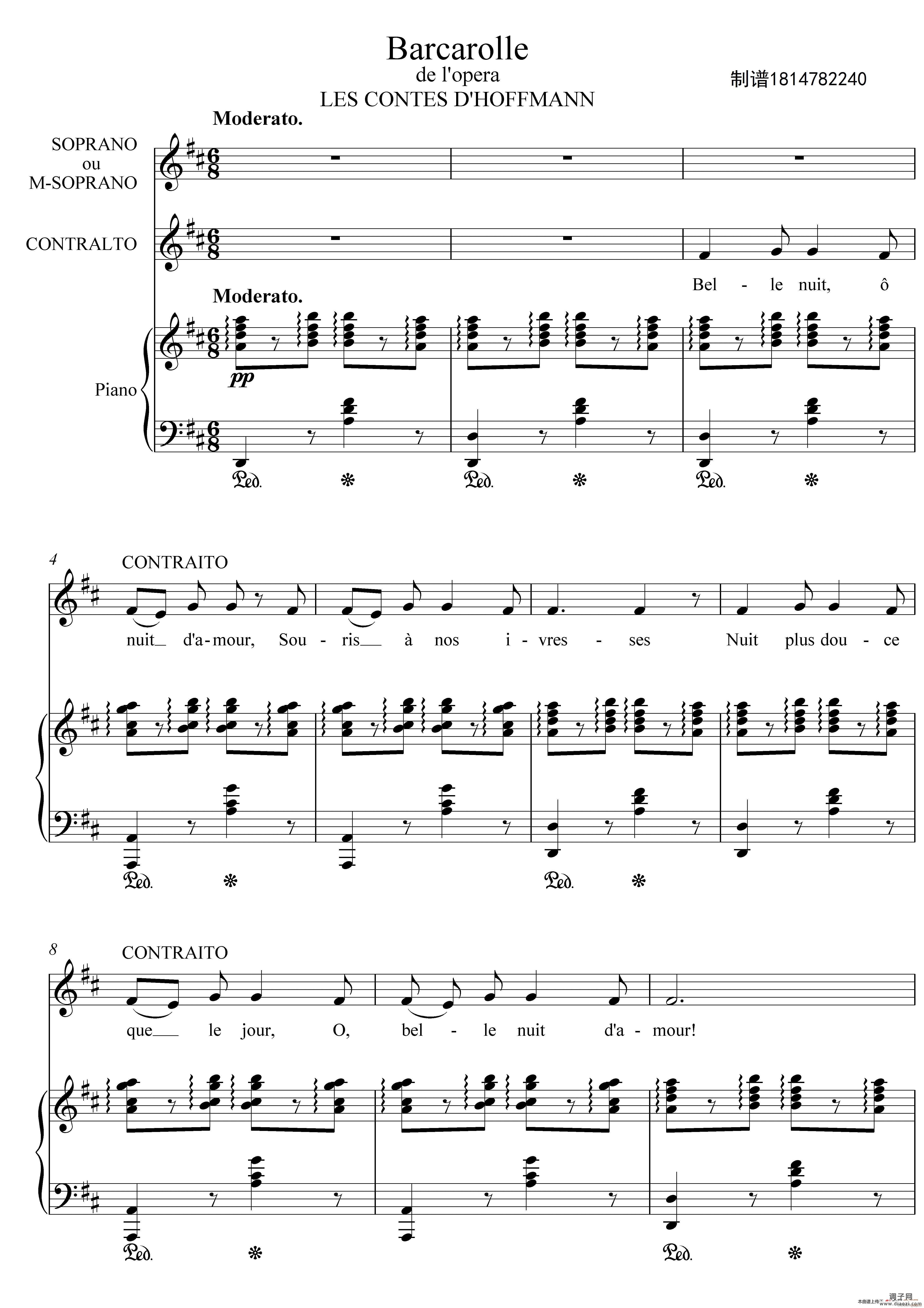 Barcarolle 威尼斯船歌合唱谱