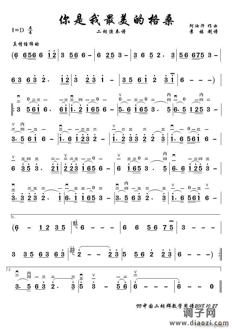 你是我最们的格桑（二胡演奏谱）