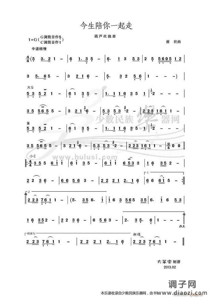 《今生陪你一起走》葫芦丝 加音频