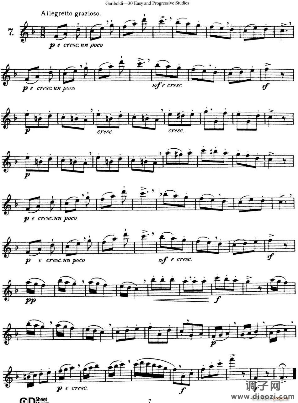 三十首基础及提高练习曲(NO 7) 长笛