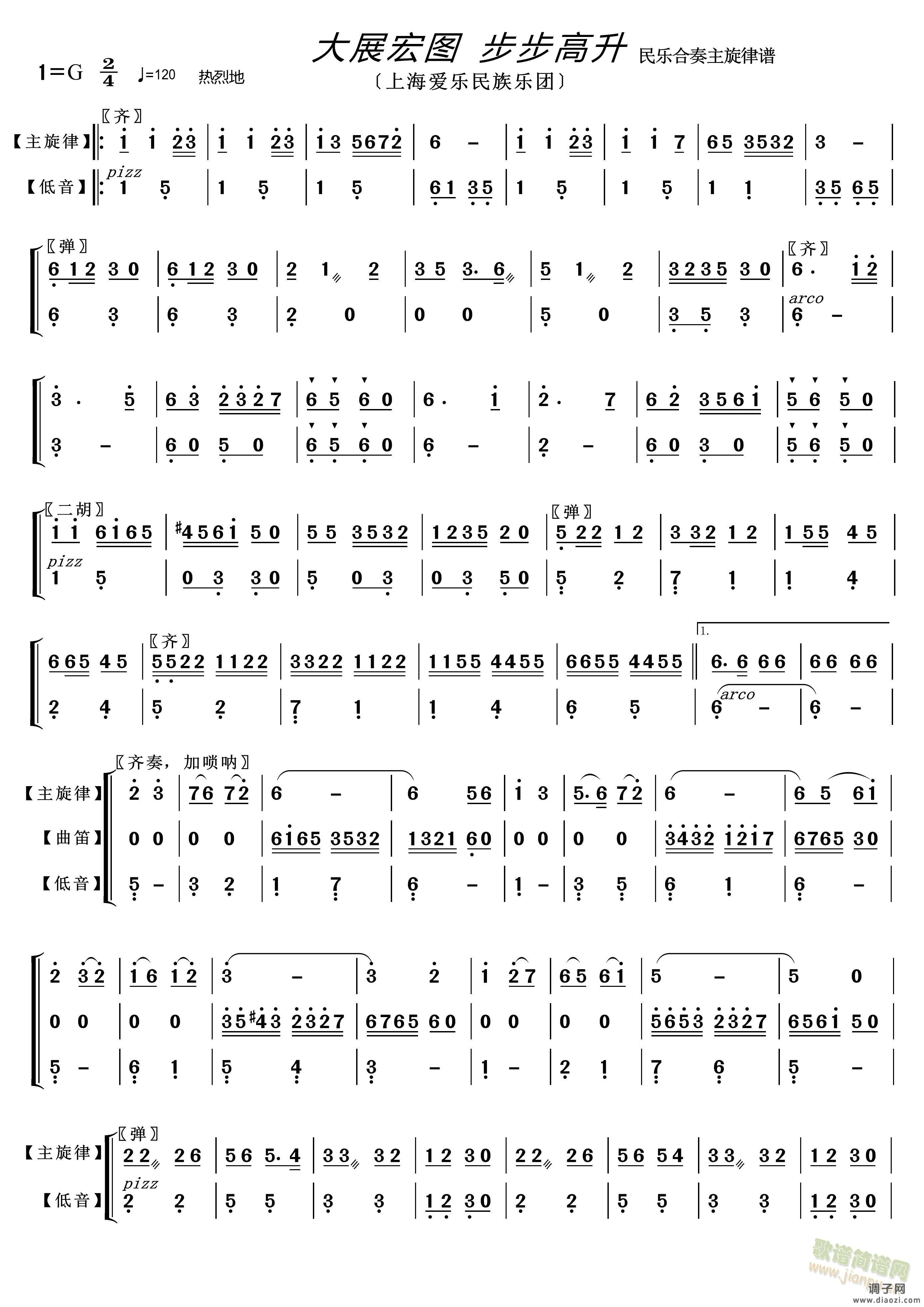 大展鸿图 步步高升〔民乐合奏主旋律谱〕