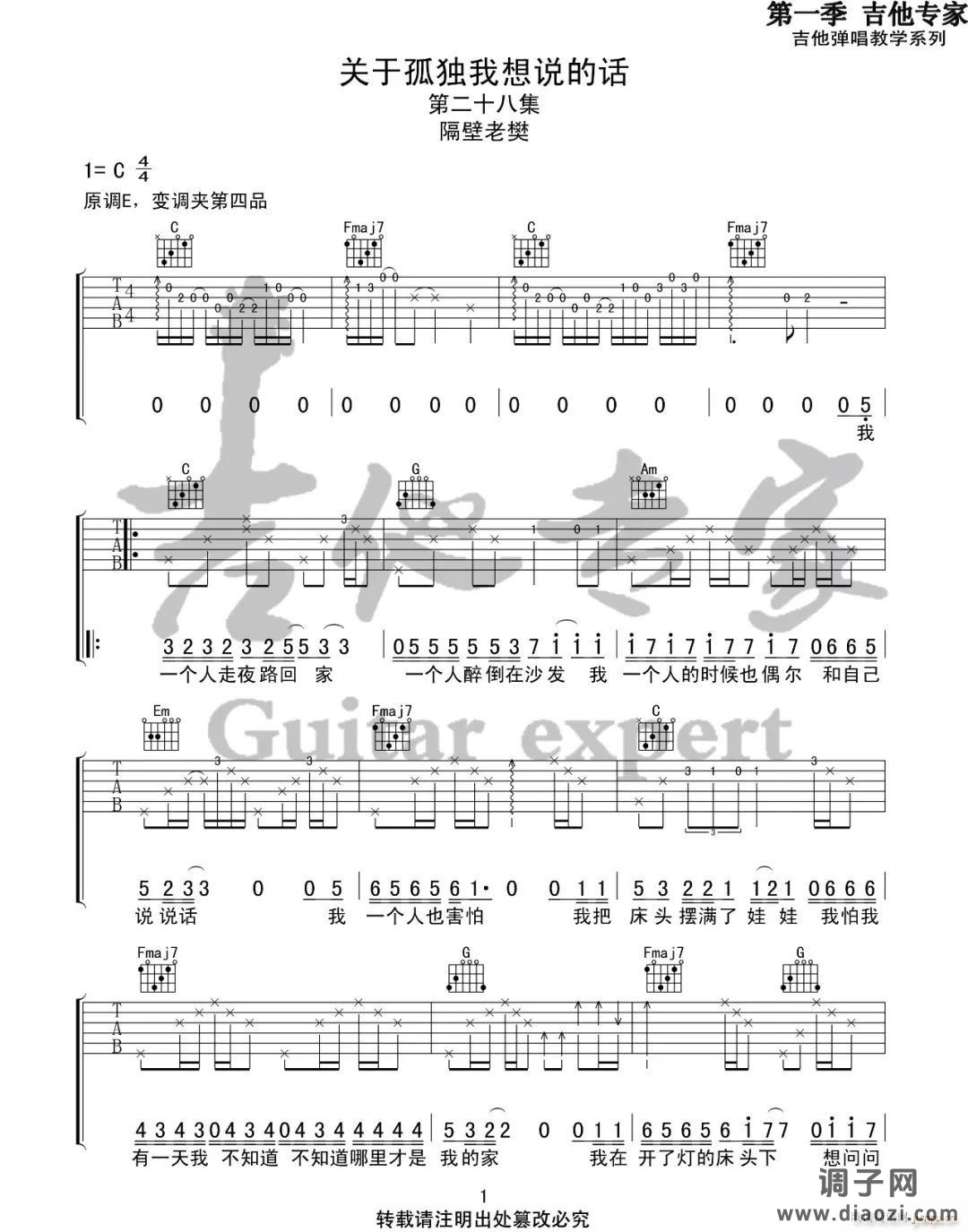 关于孤独我想说的话 ( C调原版)