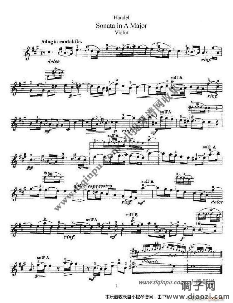 亨德尔A大调小提琴奏鸣曲