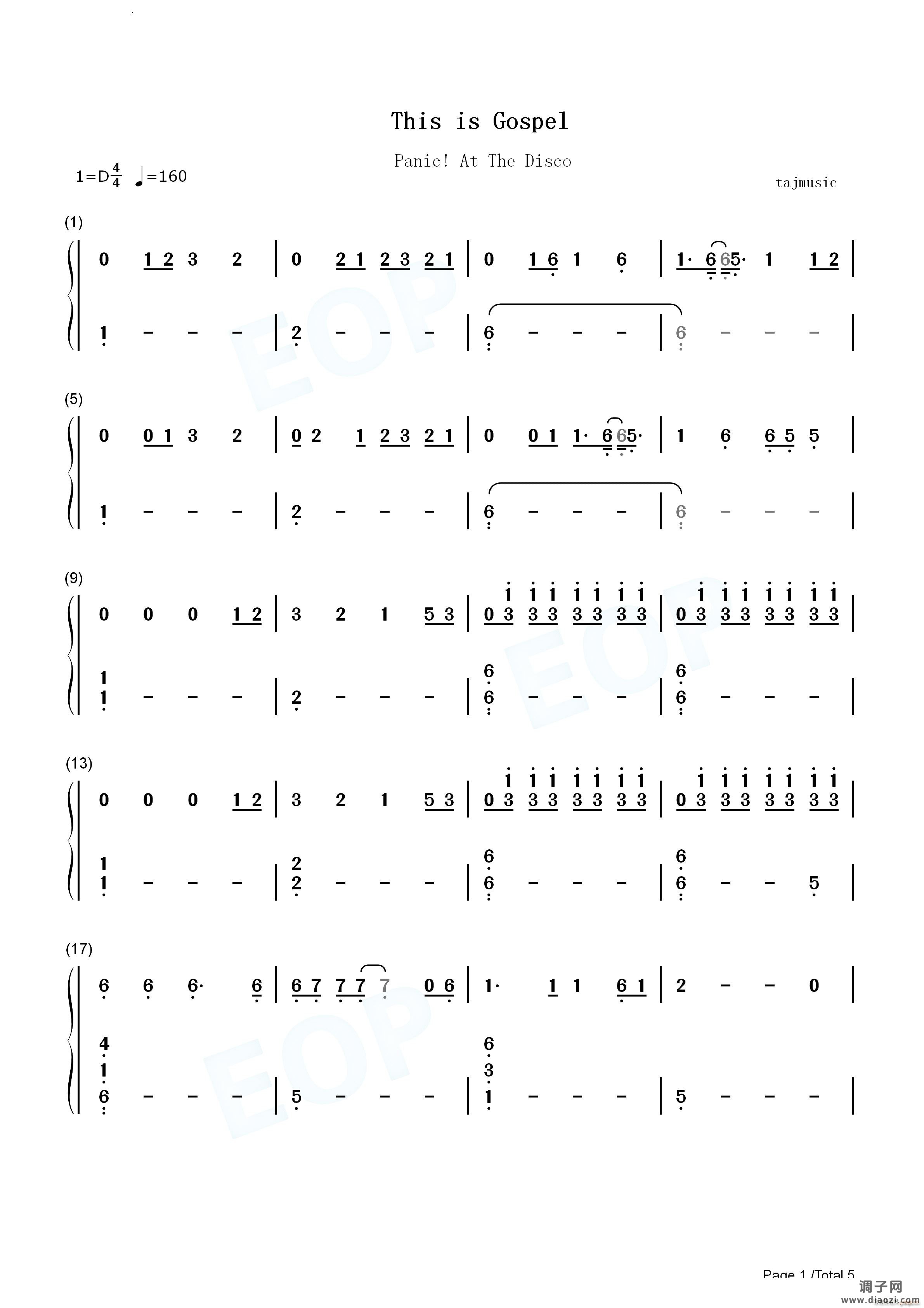 This Is Gospe简单钢琴版