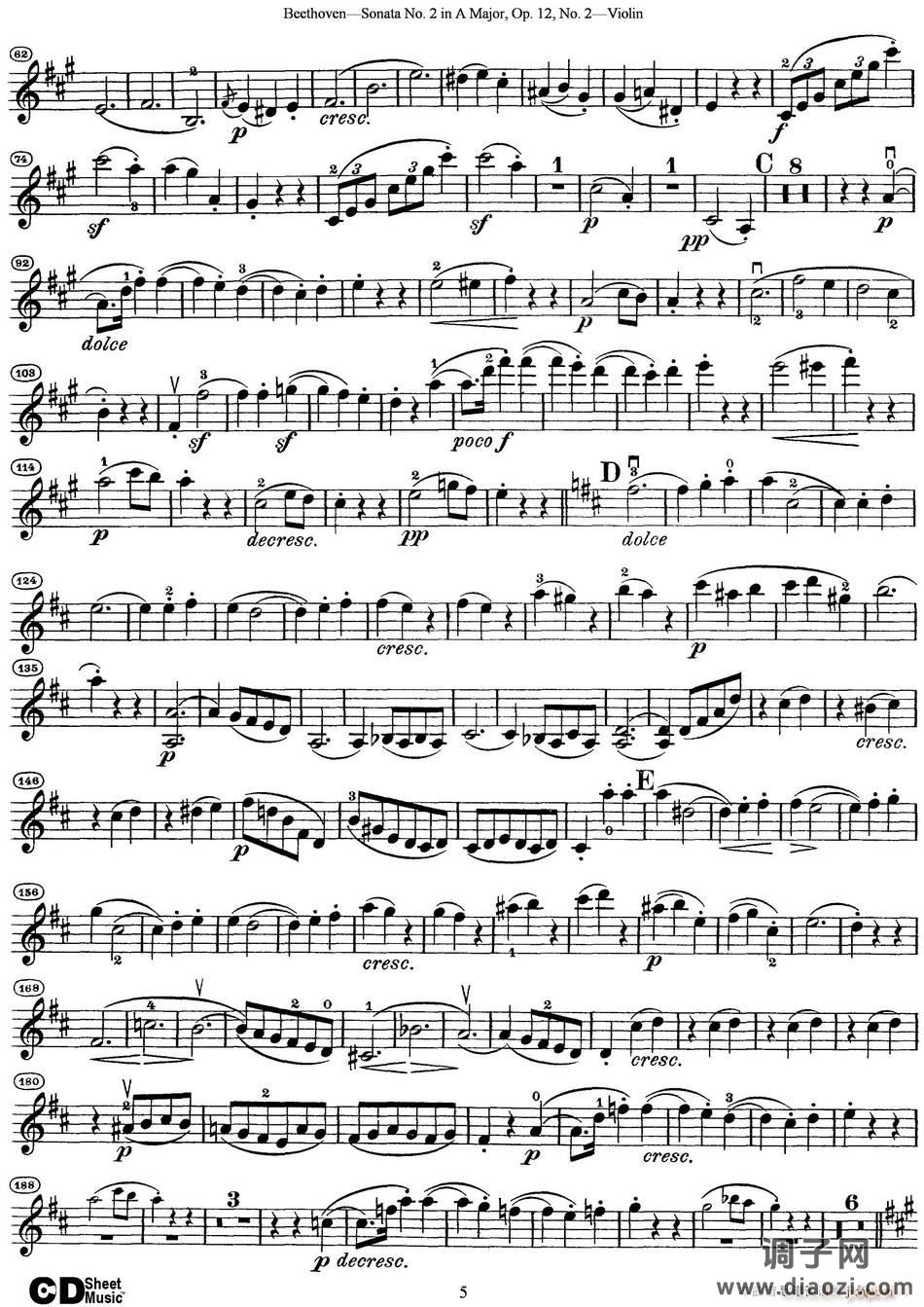 Violin Sonata No 2 in A Major Op 12 No 2