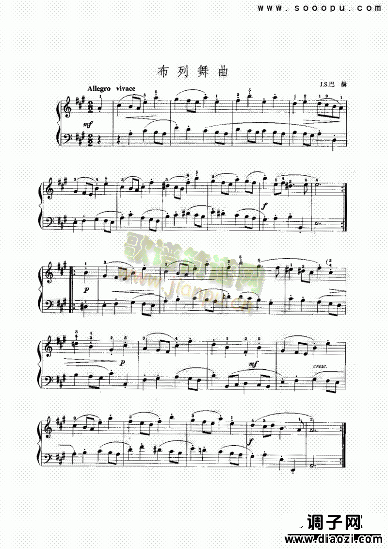 A大调布列舞曲 键盘类 手风琴