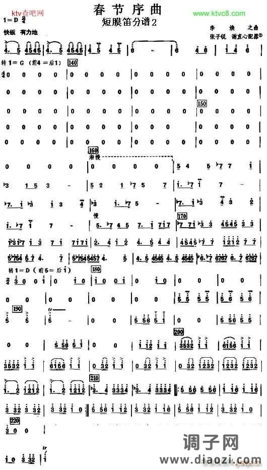 春节序曲之短膜笛分谱2