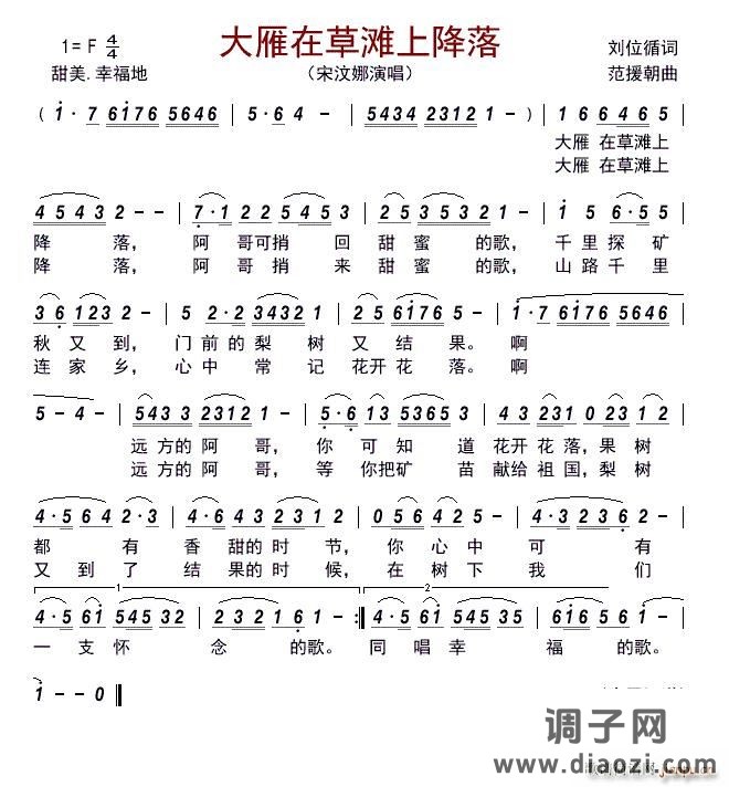 大雁在草滩上降落