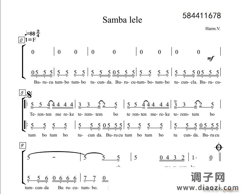 Samba lele 合唱谱
