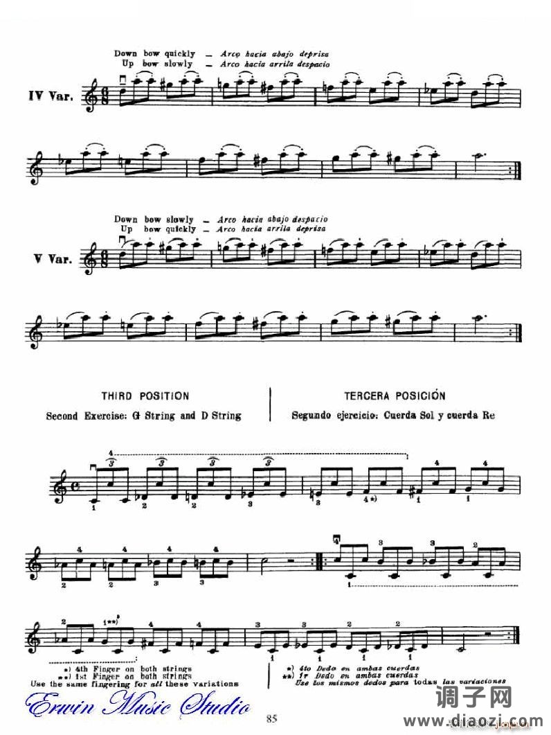 麦亚班克小提琴演奏法第三部分-第二和第三把位的位置6 提琴谱