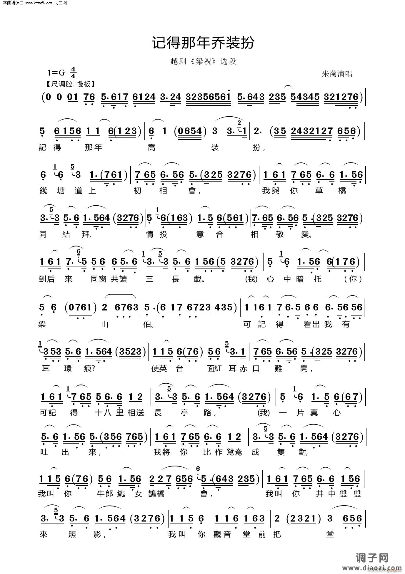 记得那年乔装扮(越剧《梁祝》选段)