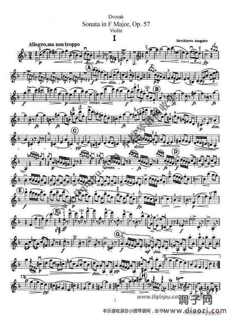 德沃夏克F大调小提琴奏鸣曲 op 57