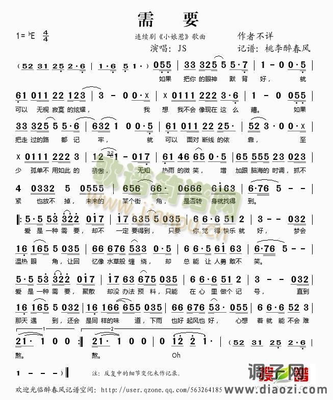 需要（《小娘惹》插曲）