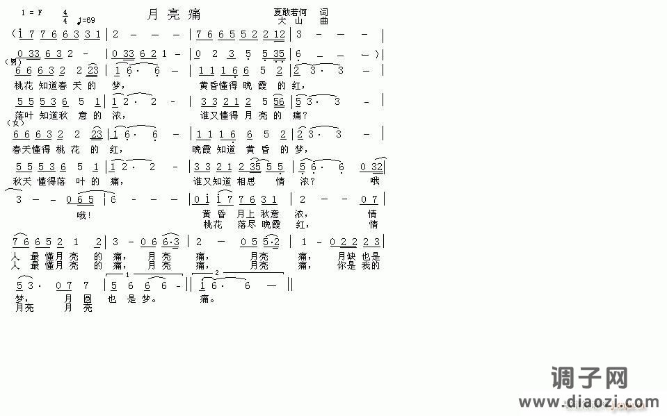 [原创]《月亮痛》夏敢若何词　大山曲